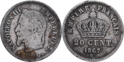 World Coins - Coin, France, Napoleon III, 20 Centimes, 1867, Strasbourg, , Silver