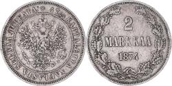 World Coins - Coin, Finland, Alexander II, 2 Markkaa, 1874, Helsinki, , Silver