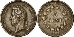 World Coins - Coin, FRENCH COLONIES, Louis - Philippe, 5 Centimes, 1843, Paris,