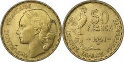 World Coins - France, 50 Francs, Guiraud, 1951, Beaumont - Le Roger, Aluminum-Bronze