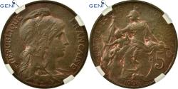 World Coins - Coin, France, Dupuis, 5 Centimes, 1905, Paris, GENI, MS62BR, Bronze, KM:842