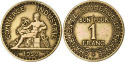 World Coins - France, Franc, Chambre de commerce, 1922, Paris, Aluminum-Bronze,
