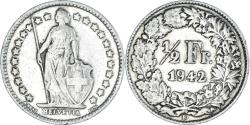 World Coins - Coin, Switzerland, 1/2 Franc, 1942, Bern, , Silver, KM:23
