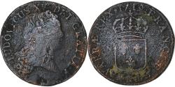 World Coins - France, Louis XV, Sol au buste enfantin, 1719, Reims, Copper,