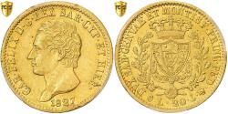 World Coins - Kingdom of Sardinia, Carlo Felice, 20 Lire, 1827, Genoa, Gold, PCGS,