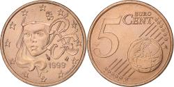 World Coins - France, 5 Euro Cent, 1999, Paris, Copper Plated Steel,