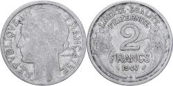 World Coins - France, 2 Francs, Morlon, 1947, Beaumont-Le-Roger, Aluminum,