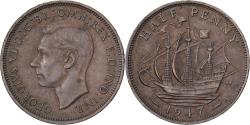 World Coins - Great Britain, George VI, 1/2 Penny, 1947, Bronze, , KM:844