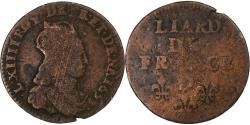 World Coins - France, Louis XIV, Liard de France, 1655, Vimy, Copper,
