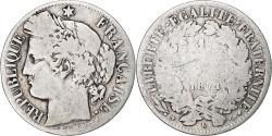 World Coins - France, Franc, Cérès, 1871, Bordeaux, Silver, , Gadoury:465, KM:822.2