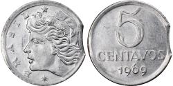 World Coins - Coin, Brazil, 5 Centavos, 1969, error clipped planchet, , Stainless