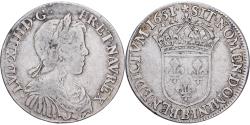 World Coins - France, Louis XIV, 1/2 Écu à la mèche longue, 1651, Rouen, Silver,