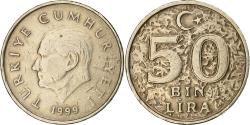 World Coins - Turkey, 50000 Lira, 50 Bin Lira, 1999, Copper-Nickel-Zinc, , KM:1056