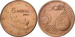 World Coins - Greece, 5 Euro Cent, 2002, Athens, Copper Plated Steel,