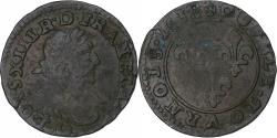 World Coins - France, Louis XIII, Double Tournois, 1639, Axe Loire-Rhône, Copper,