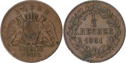 World Coins - Grand Duchy of Baden, Friedrich I, 1/2 Kreuzer, 1861, Karlsruhe, Copper