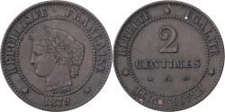 World Coins - France, 2 Centimes, Cérès, 1879, Paris, Small A, Bronze,