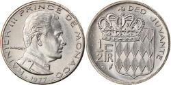 World Coins - Coin, Monaco, Rainier III, 1/2 Franc, 1977, , Nickel, KM:145, Gadoury:MC