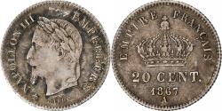 World Coins - France, Napoleon III, 20 Centimes, 1867, Paris, Silver,