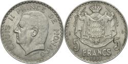 World Coins - Coin, Monaco, Louis II, 5 Francs, 1945, , Aluminum, KM:122