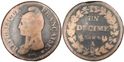 World Coins - Coin, France, Dupré, Decime, 1798, Paris, , Bronze, Gadoury:187