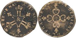 World Coins - France, Louis XIV, Six deniers dits "dardenne", 1710-1712, Aix, Copper