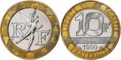 World Coins - France, 10 Francs, Génie, 1990, Monnaie de Paris, série FDC, Bi-Metallic