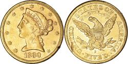 Us Coins - Coin, United States, Coronet Head, $5, Half Eagle, 1880, Philadelphia
