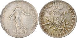 World Coins - France, Semeuse, 50 Centimes, 1918, Paris, , Silver, KM:854