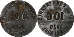 World Coins - France, Société des Commerçants - Dunkerque, 10 Centimes, 1920, Iron