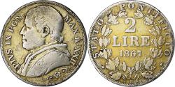 World Coins - ITALIAN STATES, PAPAL STATES, Pius IX, 2 Lire, 1867, Rome, Silver,