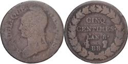 World Coins - Coin, France, Dupré, 5 Centimes, AN 8, Strasbourg, , Copper