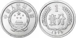 World Coins - CHINA, PEOPLE'S REPUBLIC, Fen, 1975, , Aluminum, KM:1