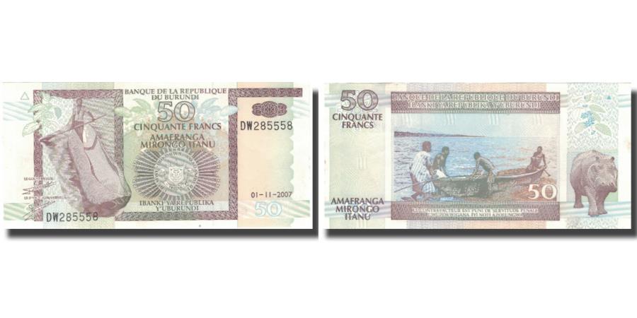 BURUNDI  50  FRANCS  2007  Prefix DW  P 36g  LOT 5 PCS   Uncirculated  Banknotes 