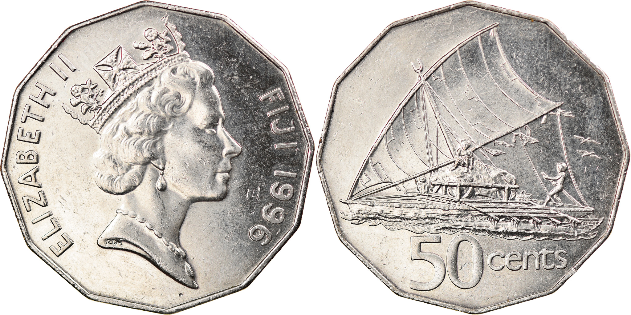 Coin, Fiji, Elizabeth II, 50 Cents, 1996, , Nickel Bonded Steel