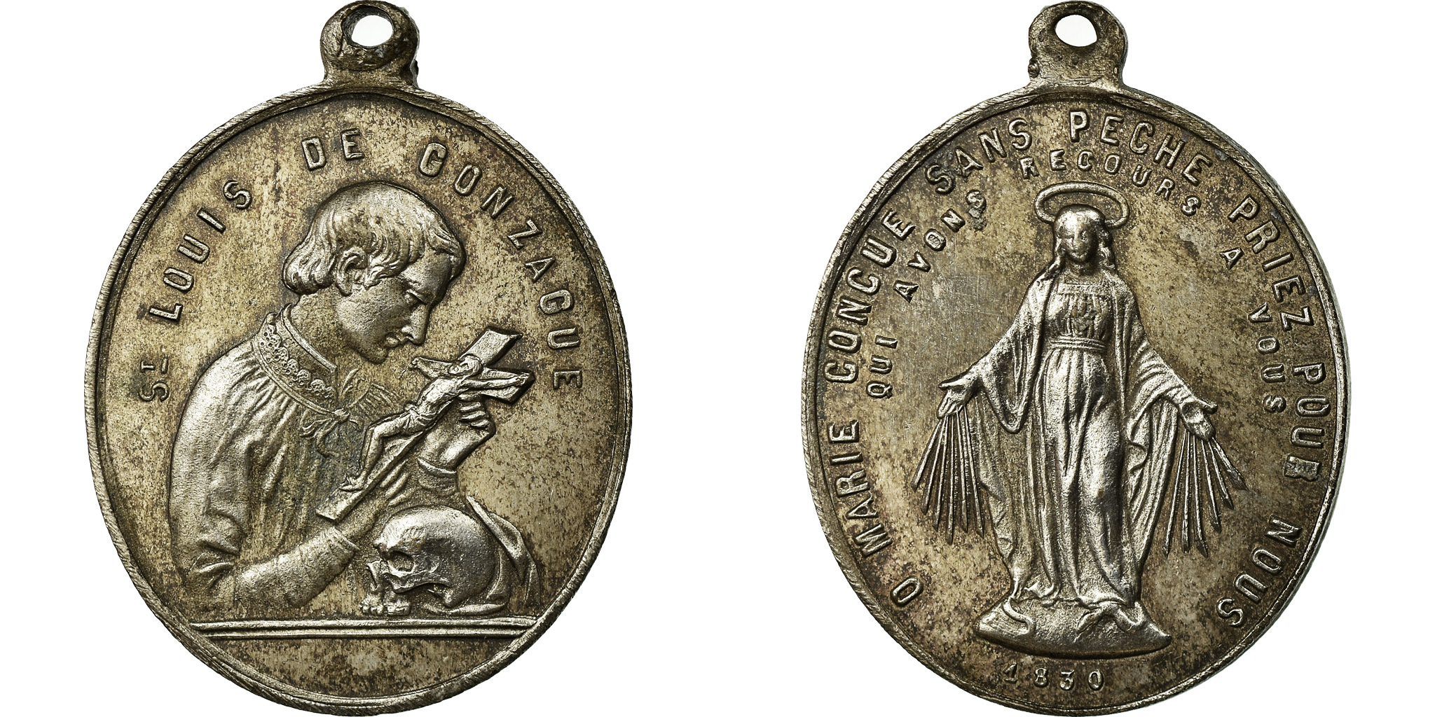 French 19C Silver Angel Guardian Saint Louis of Gonzague Medal Vachette –  Charmantiques