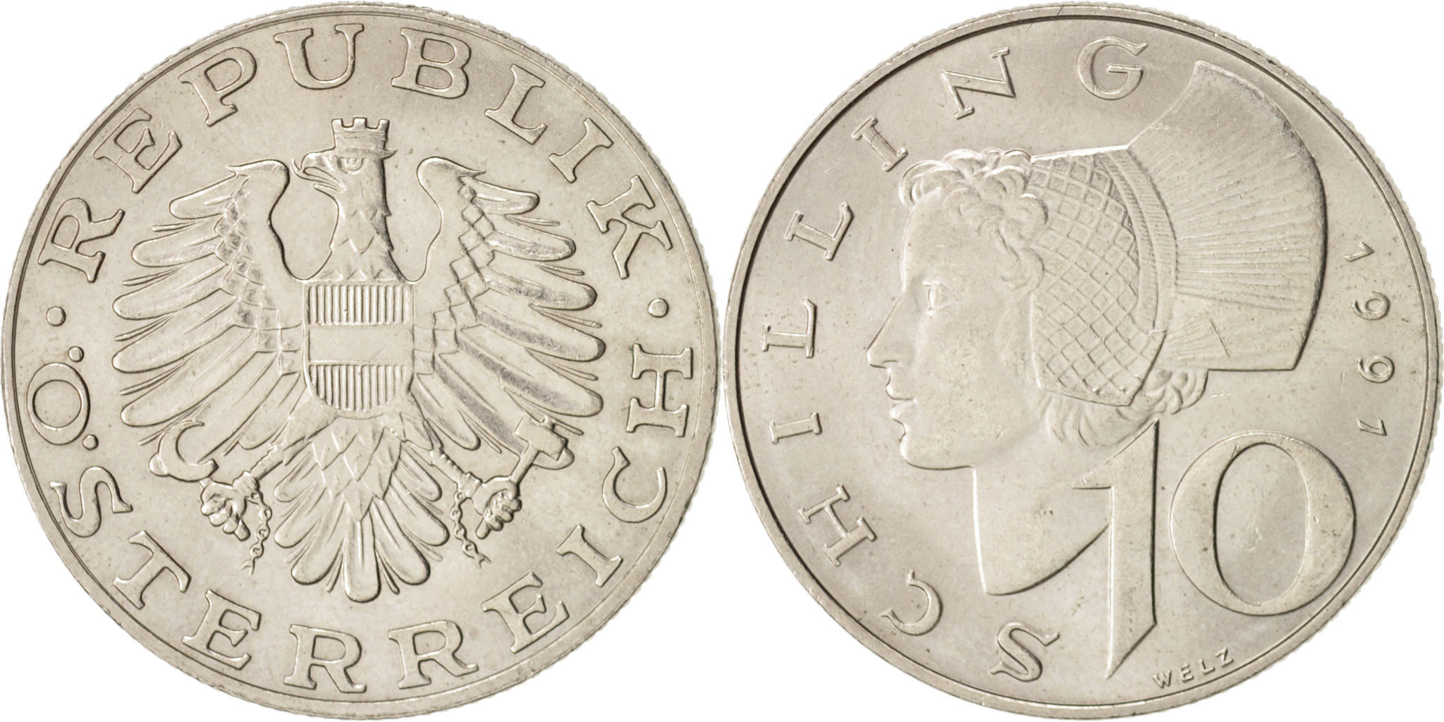 Austria, 10 Schilling, 1991, , Copper-Nickel Plated Nickel