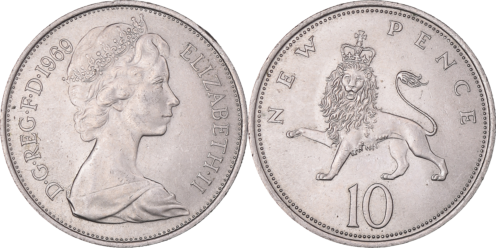 Coin, Great Britain, Elizabeth II, 10 New Pence, 1969, , Copper-nickel