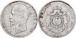 World Coins - France, Napoleon III, 5 Francs, 1855, Paris, main ancre, Silver,