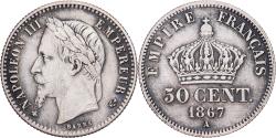 World Coins - France, Napoleon III, 50 Centimes, 1867, Paris, Silver, , Gadoury:417