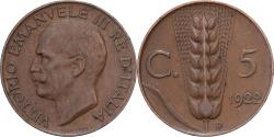 World Coins - Italy, Vittorio Emanuele III, 5 Centesimi, 1922, Rome, Bronze, , KM:59