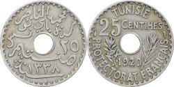 World Coins - Tunisia, Muhammad al-Nasir Bey, 25 Centimes, 1920, Paris, Nickel-Bronze