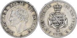 World Coins - Germany, 1/6 Thaler, 1865, Dresde, Silver,