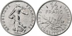 World Coins - France, 1/2 Franc, Semeuse, 1990, Monnaie de Paris, série FDC, Nickel,