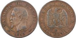 World Coins - France, Napoleon III, 2 Centimes, 1855, Lyon, Anchor, Small lion, Bronze