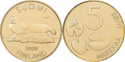 World Coins - Finland, 5 Markkaa, 2000, Vantaa, Proof, Bronze-Aluminium, , KM:73