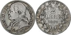 World Coins - ITALIAN STATES, PAPAL STATES, Pius IX, 2 Lire, 1867, Rome, Silver,