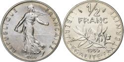 World Coins - France, 1/2 Franc, Semeuse, 1980, Paris, série FDC, Nickel,