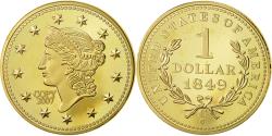 World Coins - France, Medal, Reproduction du Dollar US 1849 C, , Copper Gilt