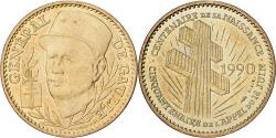 World Coins - France, Medal, Charles De Gaulle, 1990, Copper-Nickel Gilt,